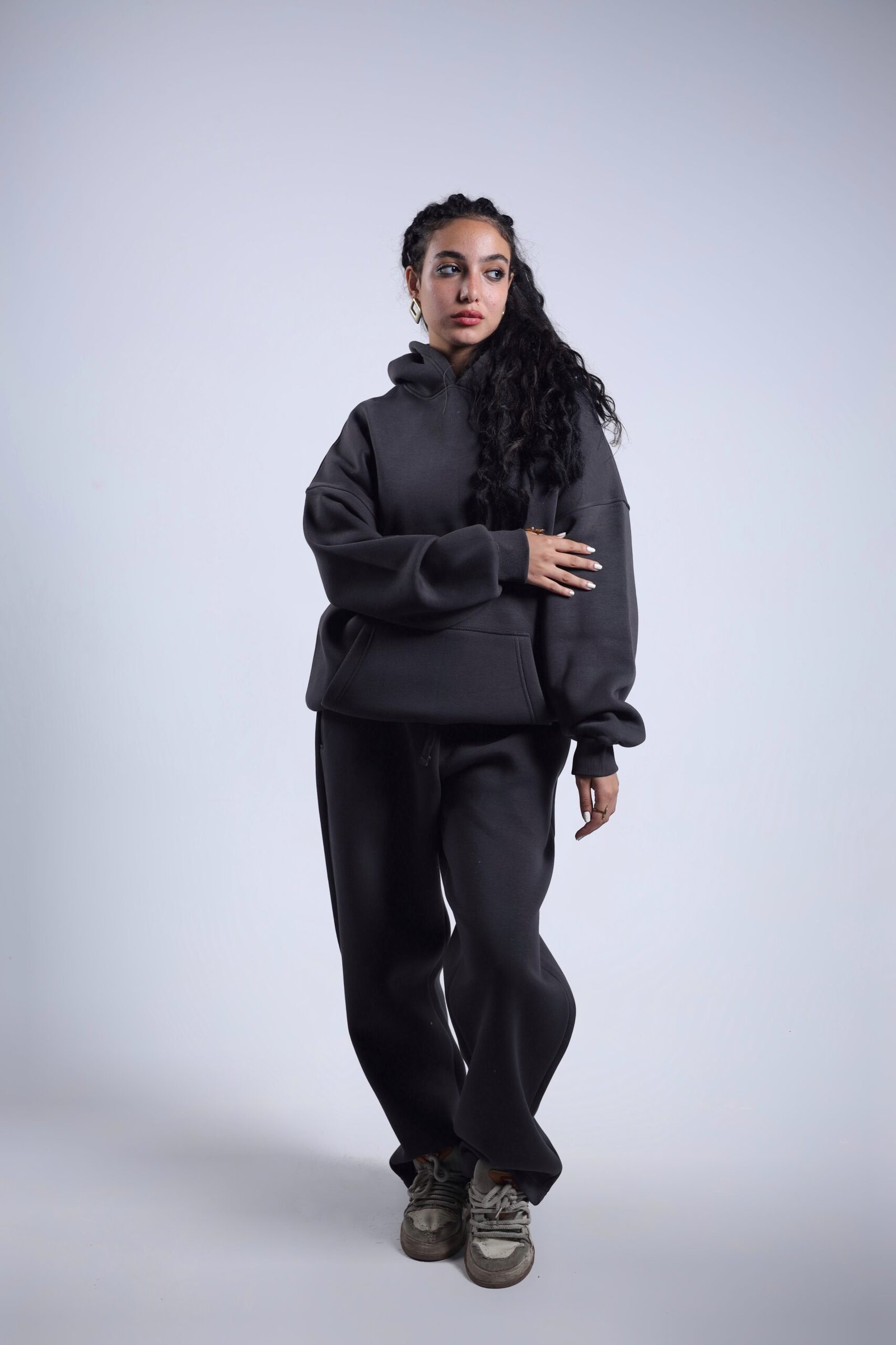 Basic Hoodie Oversize Gray & Dark Gray - Image 2